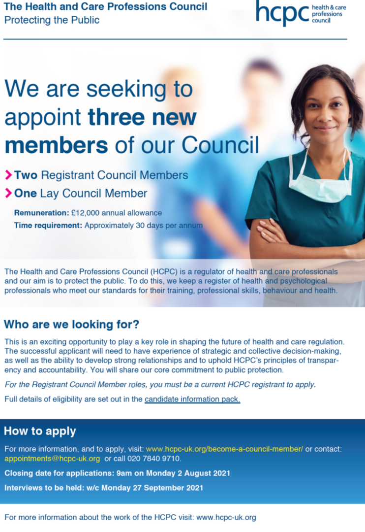 HCPC – Become a Council Member