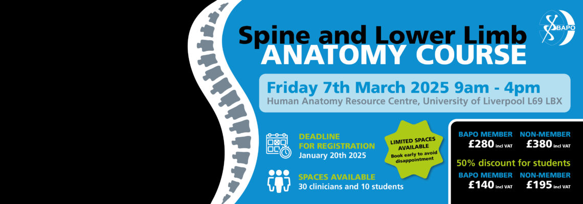 BAPO Short Course – Spine and Lower Limb Anatomy Course